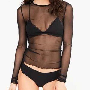 Urban outfitters black mesh long sleeve top